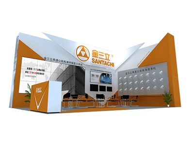 54平米展臺(tái)設(shè)計(jì)制作：二面開(kāi)口/前衛(wèi)/木質(zhì)結(jié)構(gòu)/橙色，為安防展展商而作（免費(fèi)使用）