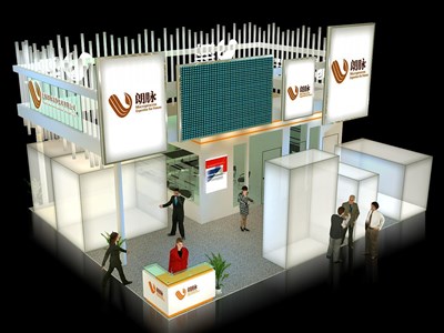 99平米展臺設(shè)計制作：三面開口/前衛(wèi)/木質(zhì)結(jié)構(gòu)/白色，為汽配展展商而作（免費使用）