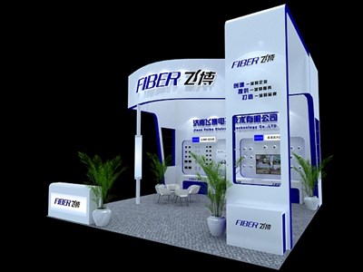 36平米展臺(tái)設(shè)計(jì)制作：三面開口/現(xiàn)代/木質(zhì)結(jié)構(gòu)/白色，為安防展展商而作（免費(fèi)使用）