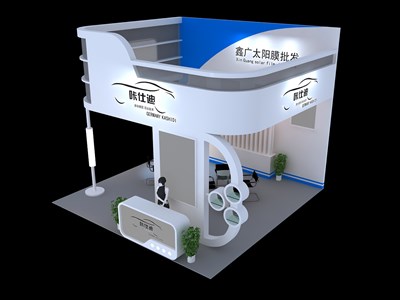 36平米展臺(tái)設(shè)計(jì)制作：三面開(kāi)口/現(xiàn)代/木質(zhì)結(jié)構(gòu)/白色，為汽配展展商而作（免費(fèi)使用）