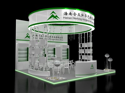 36平米展臺設計制作：三面開口/現(xiàn)代/木質結構/白色，為美博會展商而作（免費使用）