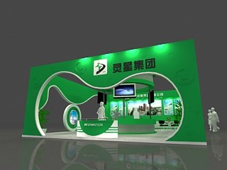 99平米展臺(tái)設(shè)計(jì)制作：二面開口/現(xiàn)代/木質(zhì)結(jié)構(gòu)/綠色，為食品展展商而作（免費(fèi)使用）