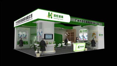 88平米展臺設(shè)計(jì)制作：二面開口/現(xiàn)代/木質(zhì)結(jié)構(gòu)/綠色，為食品展展商而作（免費(fèi)使用）