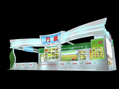 105平米展臺(tái)設(shè)計(jì)制作：一面開(kāi)口/現(xiàn)代/木質(zhì)結(jié)構(gòu)/綠色，為農(nóng)交會(huì)展商而作（免費(fèi)使用）