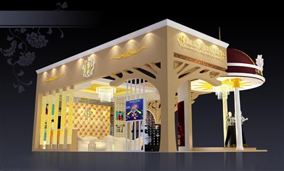 54平米展臺設(shè)計制作：三面開口/現(xiàn)代/木質(zhì)結(jié)構(gòu)/彩色，為美博會展商而作（免費使用）