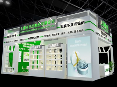 54平米展臺設(shè)計制作：三面開口/現(xiàn)代/木質(zhì)結(jié)構(gòu)/白色，為美博會展商而作（免費使用）