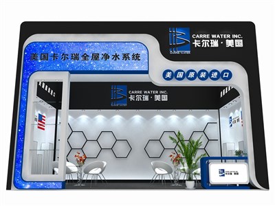 18平米展臺(tái)設(shè)計(jì)制作：一面開(kāi)口/現(xiàn)代/木質(zhì)結(jié)構(gòu)/彩色，為家電展展商而作（免費(fèi)使用）