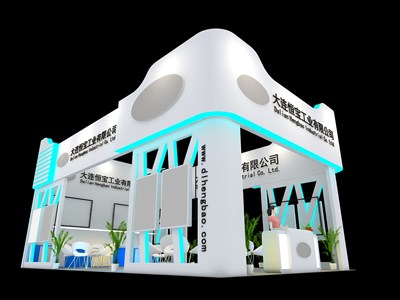 60平米展臺(tái)設(shè)計(jì)制作：三面開口/現(xiàn)代/木質(zhì)結(jié)構(gòu)/白色，為機(jī)械展展商而作（免費(fèi)使用）