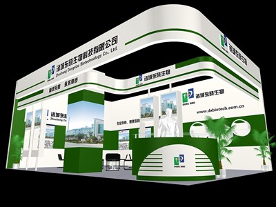 54平米展臺設計制作：二面開口/現(xiàn)代/木質結構/綠色，為食品展展商而作（免費使用）