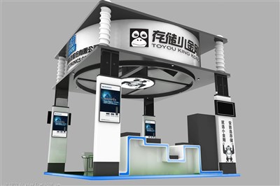 36平米展臺設(shè)計(jì)制作：四面開口/現(xiàn)代/木質(zhì)結(jié)構(gòu)/黑色，為家電展展商而作（免費(fèi)使用）
