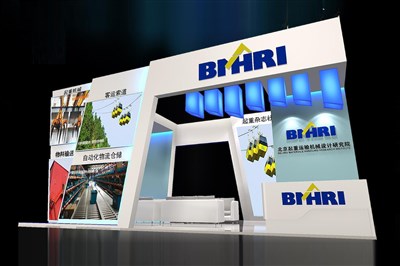 54平米展臺設計制作：三面開口/現(xiàn)代/木質結構/白色，為機械展展商而作（免費使用）