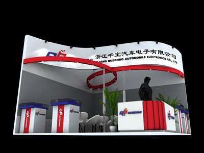 36平米展臺設(shè)計制作：二面開口/現(xiàn)代/木質(zhì)結(jié)構(gòu)/白色，為汽配展展商而作（免費使用）
