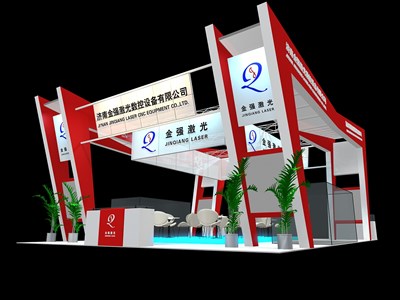 80平米展臺設(shè)計制作：四面開口/現(xiàn)代/木質(zhì)結(jié)構(gòu)/紅色，為汽配展展商而作（免費使用）