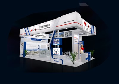 60平米展臺設(shè)計制作：三面開口/現(xiàn)代/木質(zhì)結(jié)構(gòu)/白色，為汽配展展商而作（免費(fèi)使用）