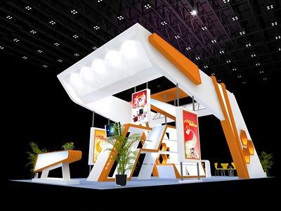 72平米展臺設(shè)計制作：四面開口/現(xiàn)代/木質(zhì)結(jié)構(gòu)/白色，為家電展展商而作（免費使用）