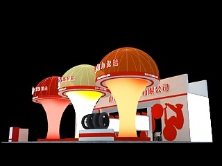 108平米展臺(tái)設(shè)計(jì)制作：三面開(kāi)口/現(xiàn)代/木質(zhì)結(jié)構(gòu)/黃色，為汽配展展商而作（免費(fèi)使用）