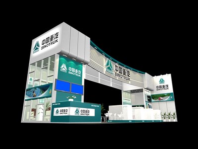 96平米展臺設(shè)計制作：二面開口/現(xiàn)代/木質(zhì)結(jié)構(gòu)/綠色，為機械展展商而作（免費使用）