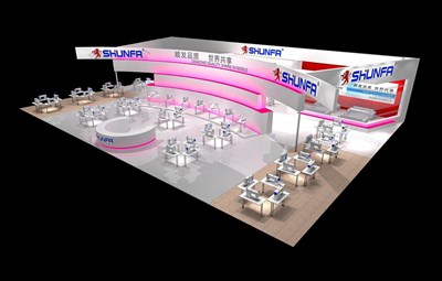 425平米展臺設(shè)計制作：三面開口/現(xiàn)代/木質(zhì)結(jié)構(gòu)/白色，為機械展展商而作（免費使用）