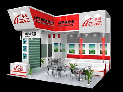 36平米展臺設(shè)計制作：二面開口/現(xiàn)代/木質(zhì)結(jié)構(gòu)/紅色，為汽配展展商而作（免費使用）