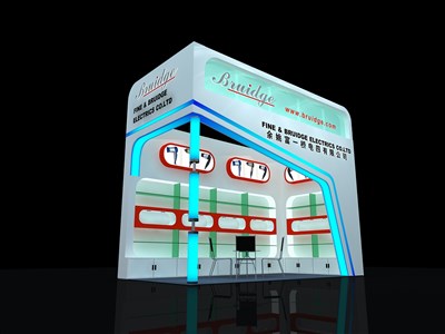 18平米展臺設(shè)計制作：二面開口/現(xiàn)代/木質(zhì)結(jié)構(gòu)/白色，為家電展展商而作（免費(fèi)使用）