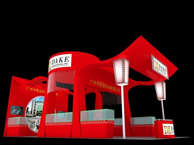 66平米展臺設(shè)計制作：三面開口/現(xiàn)代/木質(zhì)結(jié)構(gòu)/紅色，為汽配展展商而作（免費使用）
