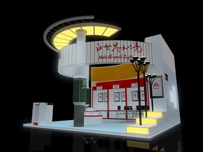 36平米展臺設計制作：三面開口/現(xiàn)代/木質(zhì)結構/白色，為家電展展商而作（免費使用）