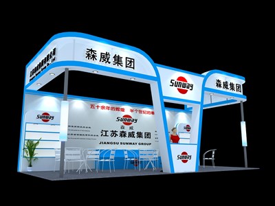 36平米展臺設(shè)計制作：三面開口/現(xiàn)代/木質(zhì)結(jié)構(gòu)/藍色，為汽配展展商而作（免費使用）