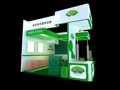 36平米展臺設(shè)計制作：三面開口/現(xiàn)代/木質(zhì)結(jié)構(gòu)/綠色，為汽配展展商而作（免費使用）