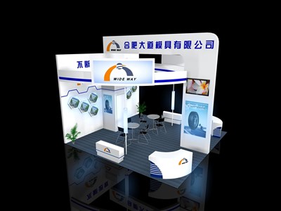 36平米展臺設(shè)計制作：三面開口/現(xiàn)代/木質(zhì)結(jié)構(gòu)/白色，為汽配展展商而作（免費使用）