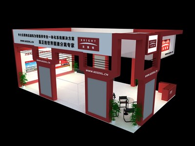60平米展臺(tái)設(shè)計(jì)制作：三面開口/現(xiàn)代/木質(zhì)結(jié)構(gòu)/紅色，為汽配展展商而作（免費(fèi)使用）