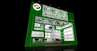 18平米展臺設計制作：一面開口/現(xiàn)代/木質(zhì)結構/綠色，為汽配展展商而作（免費使用）