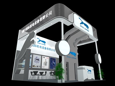 36平米展臺設(shè)計制作：三面開口/現(xiàn)代/木質(zhì)結(jié)構(gòu)/灰色，為汽配展展商而作（免費使用）