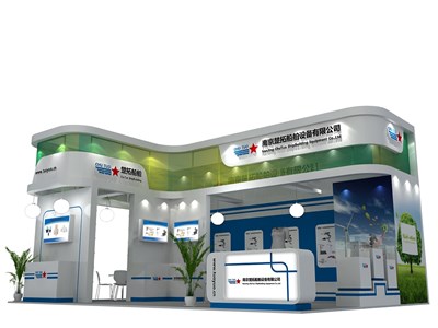54平米展臺設計制作：三面開口/現(xiàn)代/木質結構/白色，為電子展展商而作（免費使用）