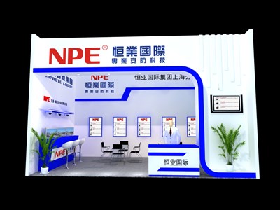28平米展臺設(shè)計制作：一面開口/現(xiàn)代/木質(zhì)結(jié)構(gòu)/藍(lán)色，為電子展展商而作（免費使用）