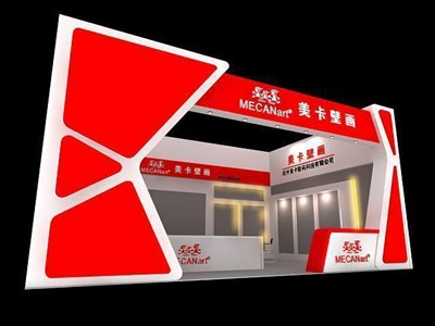 54平米展臺(tái)設(shè)計(jì)制作：一面開(kāi)口/現(xiàn)代/木質(zhì)結(jié)構(gòu)/紅色，為綜合展展商而作（免費(fèi)使用）