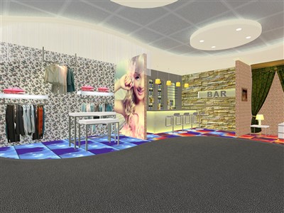 64平米展廳設(shè)計制作：前衛(wèi)/米色，產(chǎn)品類展廳-廣州優(yōu)偉服裝展廳（免費(fèi)使用）