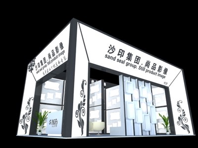 54平米展臺設計制作：二面開口/現代/木質結構/白色，為綜合展展商而作（免費使用）