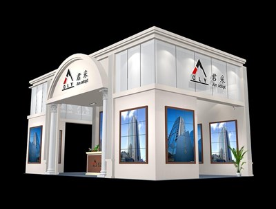 45平米展臺(tái)設(shè)計(jì)制作：三面開口/現(xiàn)代/木質(zhì)結(jié)構(gòu)/白色，為綜合展展商而作（免費(fèi)使用）