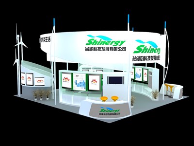 110平米展臺設計制作：四面開口/前衛(wèi)/型材結構/綠色，為電子展展商而作（免費使用）