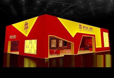 360平米展臺(tái)設(shè)計(jì)制作：四面開口/中式/木質(zhì)結(jié)構(gòu)/紅色，為糖酒展展商而作（免費(fèi)使用）