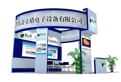 36平米展臺設(shè)計(jì)制作：三面開口/現(xiàn)代/木質(zhì)結(jié)構(gòu)/藍(lán)色，為電子展展商而作（免費(fèi)使用）