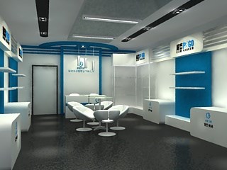 43.2平米展廳設(shè)計(jì)制作：現(xiàn)代/藍(lán)色，產(chǎn)品類展廳-派高產(chǎn)品展廳（免費(fèi)使用）
