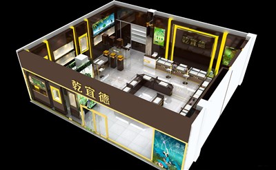 137.5平米展廳設(shè)計(jì)制作：現(xiàn)代/咖啡色，產(chǎn)品類展廳-乾宜德產(chǎn)品展廳（免費(fèi)使用）