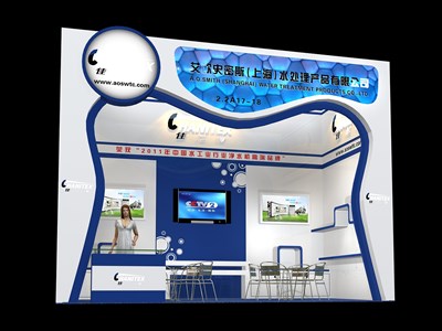 18平米展臺(tái)設(shè)計(jì)制作：一面開口/現(xiàn)代/木質(zhì)結(jié)構(gòu)/白色，為綜合展展商而作（免費(fèi)使用）