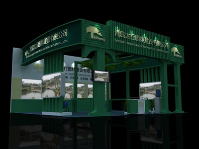 72平米展臺(tái)設(shè)計(jì)制作：三面開(kāi)口/現(xiàn)代/木質(zhì)結(jié)構(gòu)/綠色，為綜合展展商而作（免費(fèi)使用）