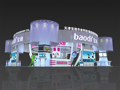 324平米展臺設(shè)計(jì)制作：四面開口/現(xiàn)代/桁架結(jié)構(gòu)/彩色，為綜合展展商而作（免費(fèi)使用）