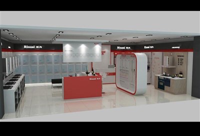 67.2平米展廳設(shè)計(jì)制作：現(xiàn)代/白色，產(chǎn)品類展廳-林內(nèi)電器展廳（免費(fèi)使用）