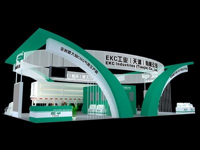 216平米展臺(tái)設(shè)計(jì)制作：四面開口/現(xiàn)代/木質(zhì)結(jié)構(gòu)/綠色，為綜合展展商而作（免費(fèi)使用）