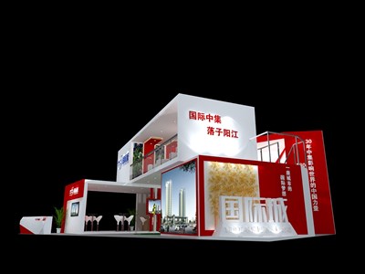 48平米展臺設(shè)計制作：三面開口/前衛(wèi)/木質(zhì)結(jié)構(gòu)/粉色，為房產(chǎn)展展商而作（免費使用）