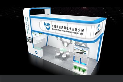21平米展臺設計制作：二面開口/現代/型材結構/白色，為電子展展商而作（免費使用）